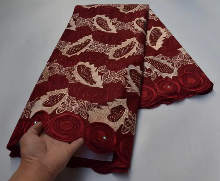 AG7368 Black High Quality Lace Fabric Latest African Laces 2021 Swiss Voile Lace In Switzerland With Stones