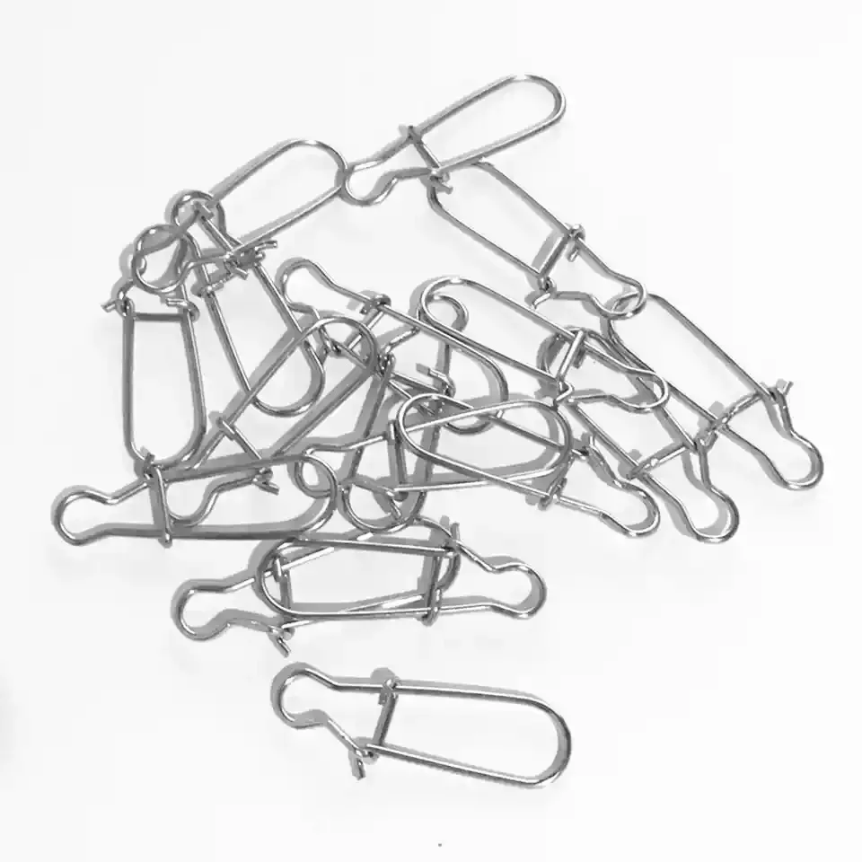 Stainless Steel Fast Clip Lock Snap Swivel Slid Rings Safety Snaps Fishing Hook Connector Tool