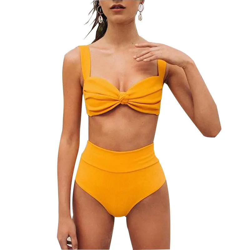 
Sexy beachwear bikini solid high waisted swimsuit women Bikini Swimsuit 