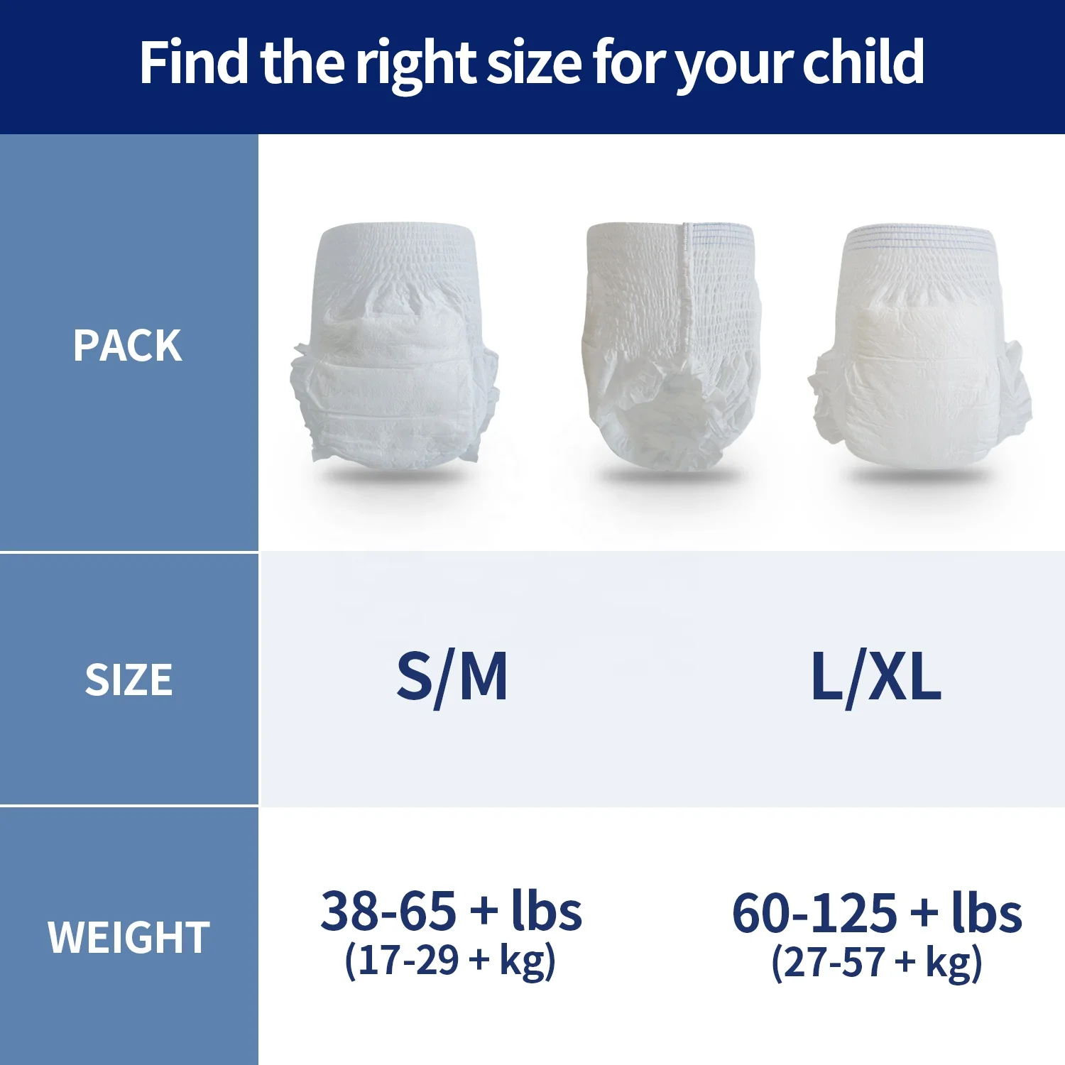 Youth Contoured Heavy Absorbency Disposable Diaper Incontinence Briefs/Nappies for Babies
