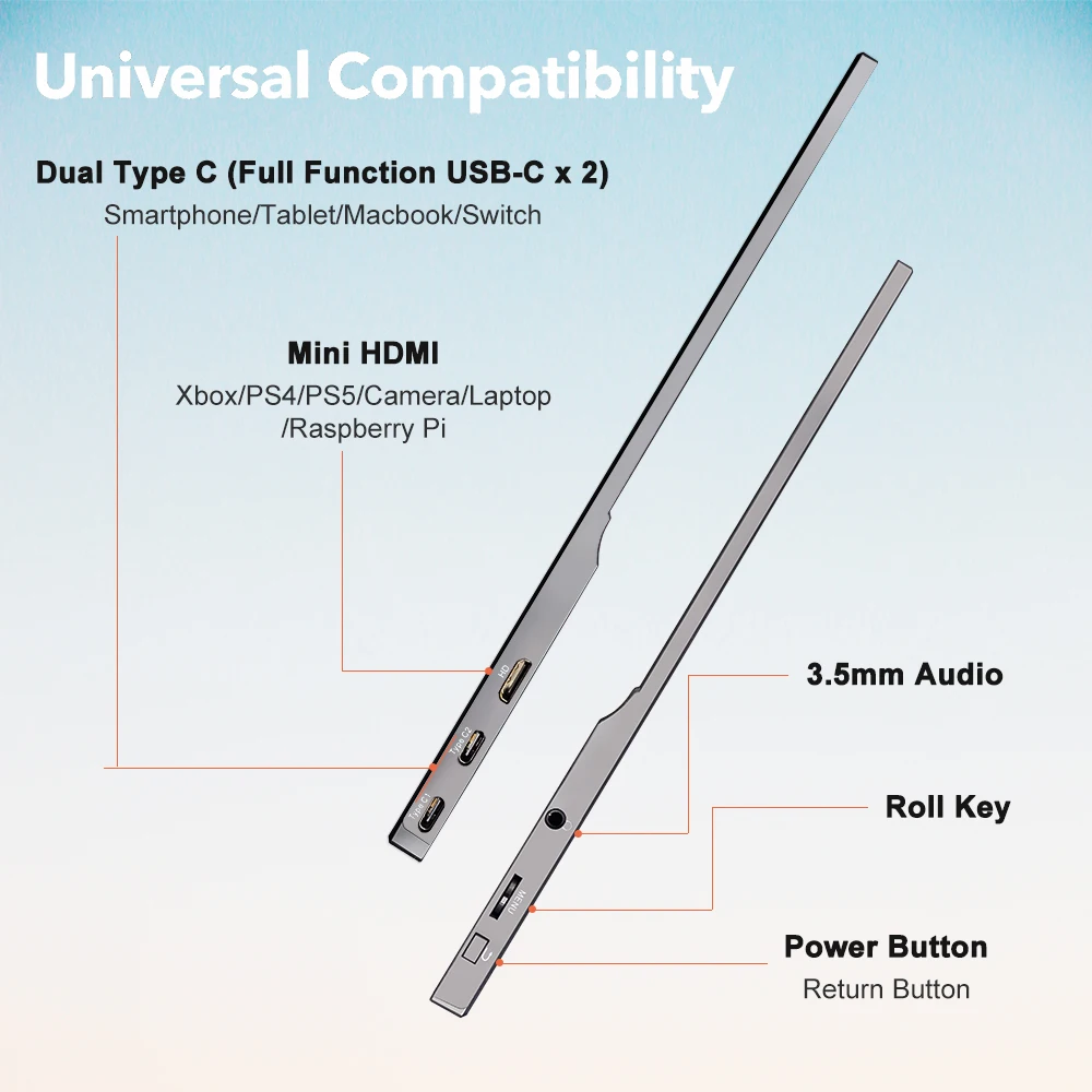 Factory 15.6 13.3 17 17.3 Inch 4K 144Hz Portable monitor pc portable gaming monitor 1920*1080 USB Type c portable screen monitor