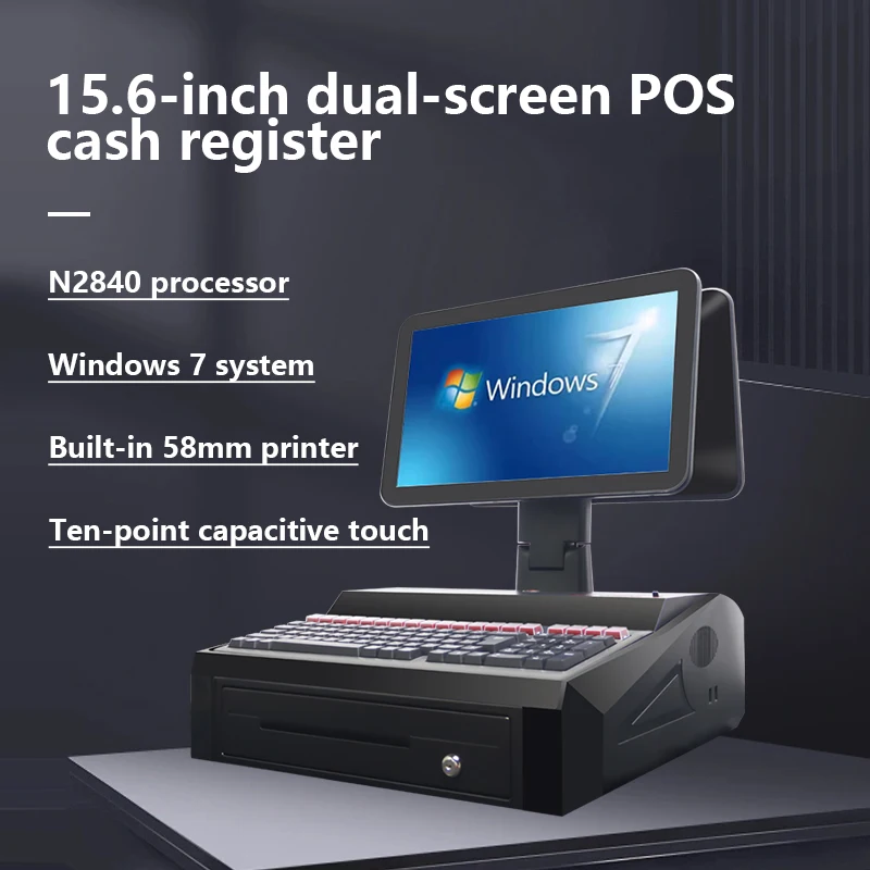 POS machine 15.6inch retail supermarket Cash Register all in one pos System 2GB+16GB RAM Terminal pos system with Printer