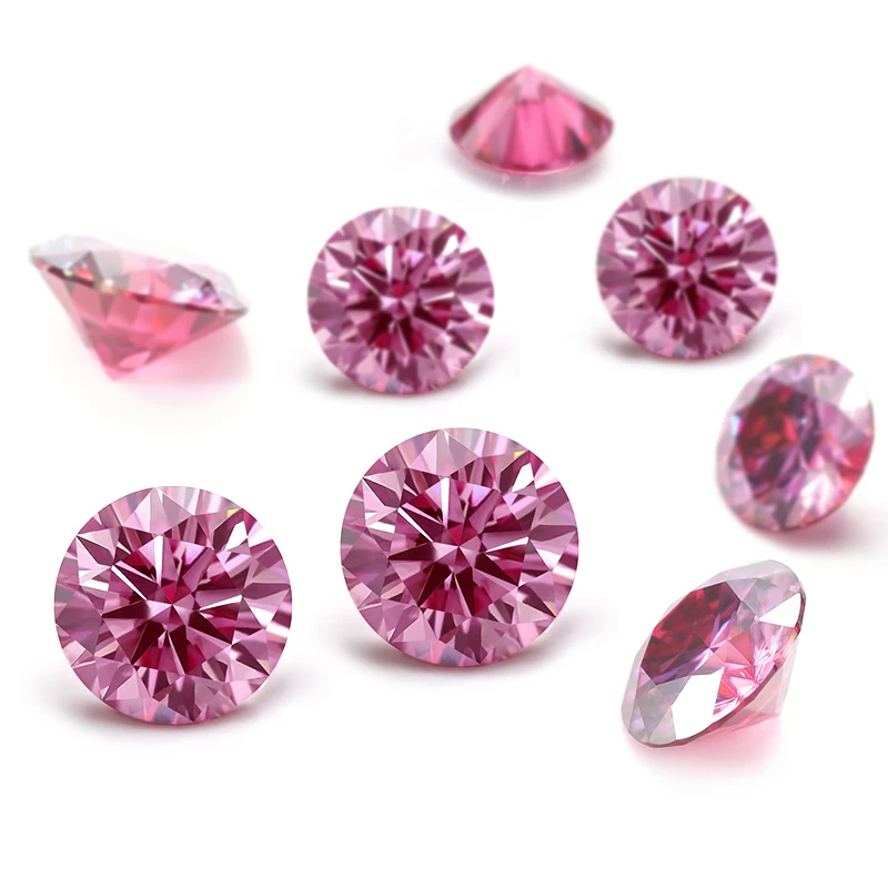 Good Quality DEF VVS Round Shape GRA Certificate Round Cut Pink Moissanite Stones