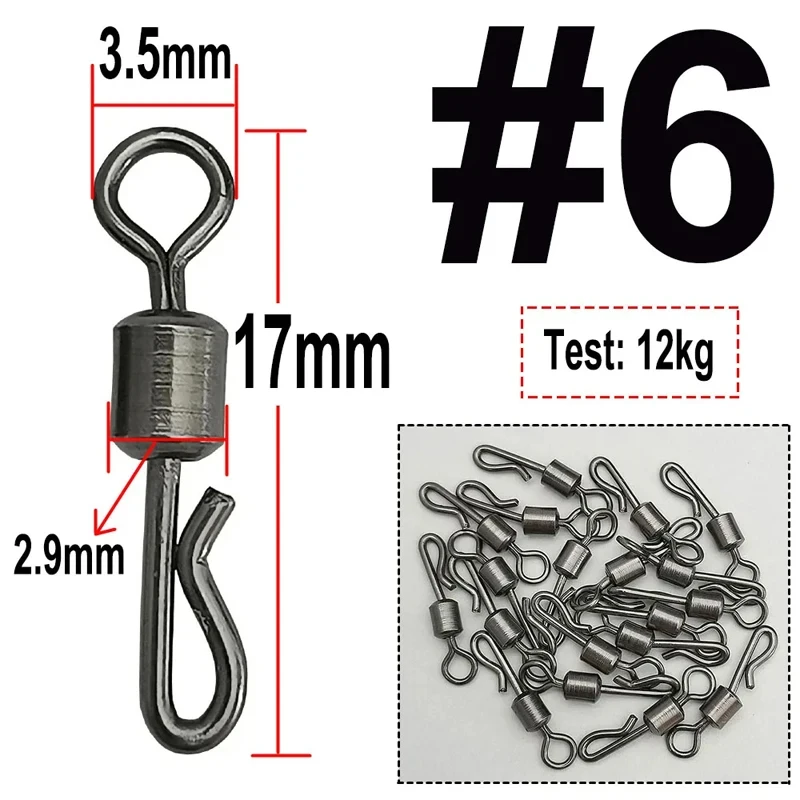 50Pcs Bearing Swivel Fishing Connector Q Shaped Quick Change Swivels For Carp Fishing Terminal Tackle Accessories