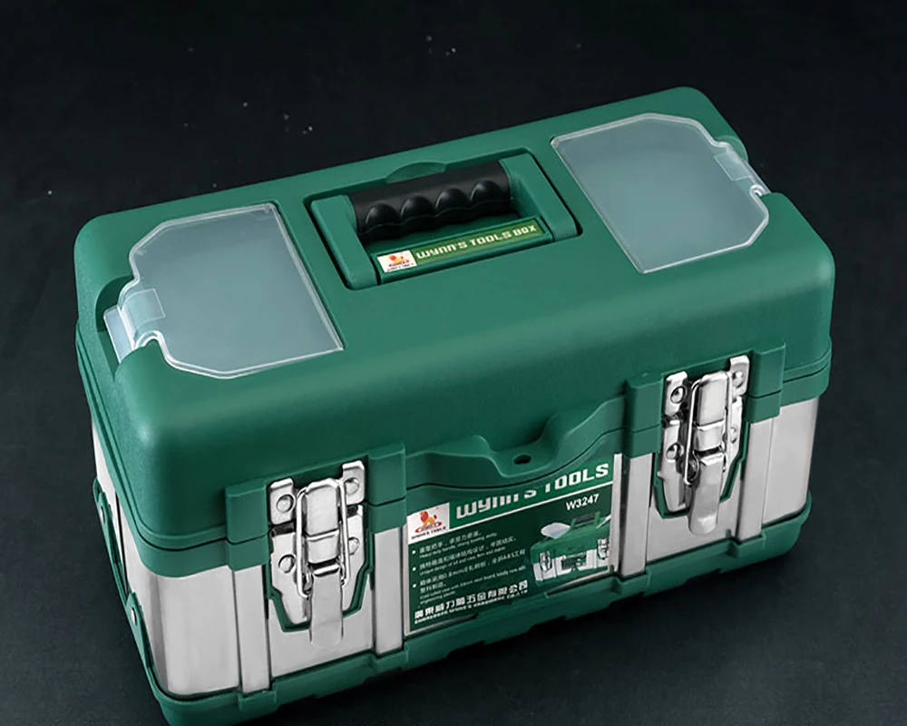 ABS 14-19 Inch Portable Tool Bag Plastic Tools Box with Steel Plate