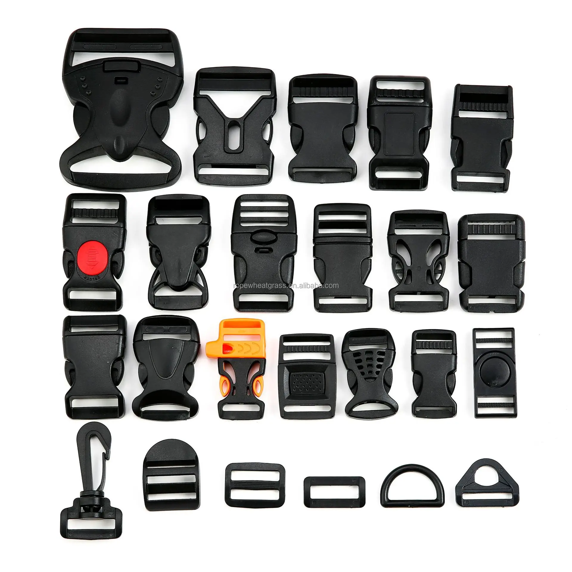 Quick Side Release Buckle for 1 inch/25mm Webbing Straps, Heavy Duty Plastic Buckles Dual Adjustable No Sewing Clips