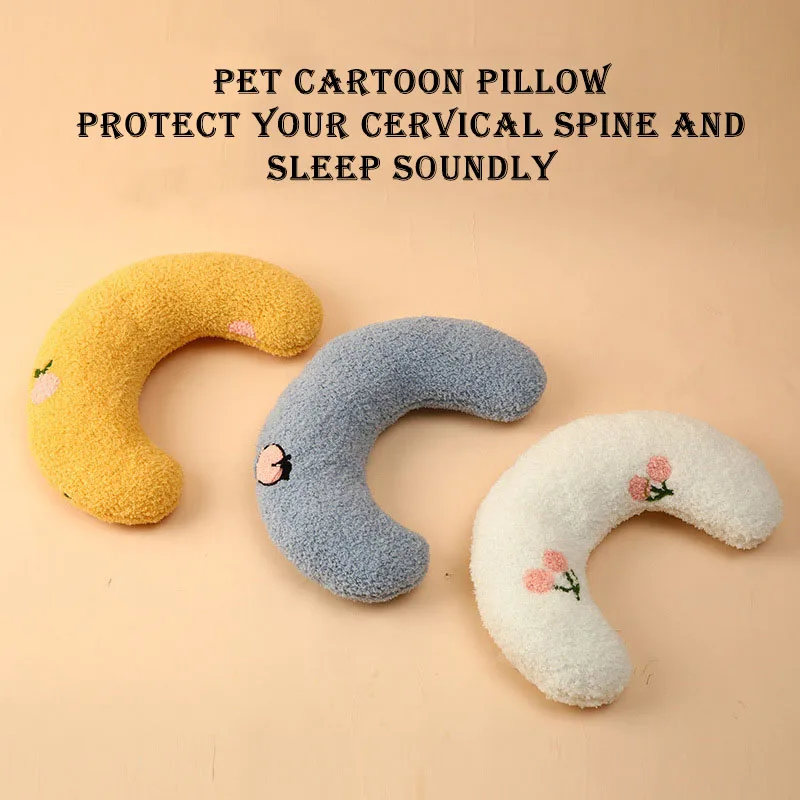 New teddy fleece pet half moon u-shaped pillow cat pillow tread milk deep sleep U-shaped pillow