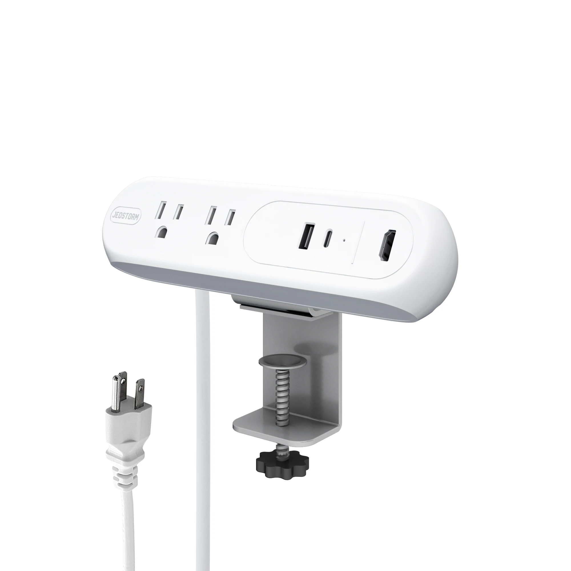 Clamp Desk Edge Removable Mount Power Outlet Strip Office Furniture Electrical Extension Socket With 2 USB Port And 1 HDMI Port