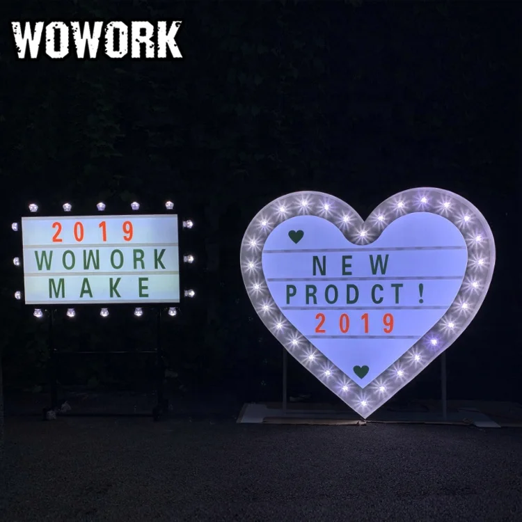 2024 WOWORK наружное светодиодное украшение для свадьбы большой световой короб кинотеатра с 90 буквами алфавита и табличками