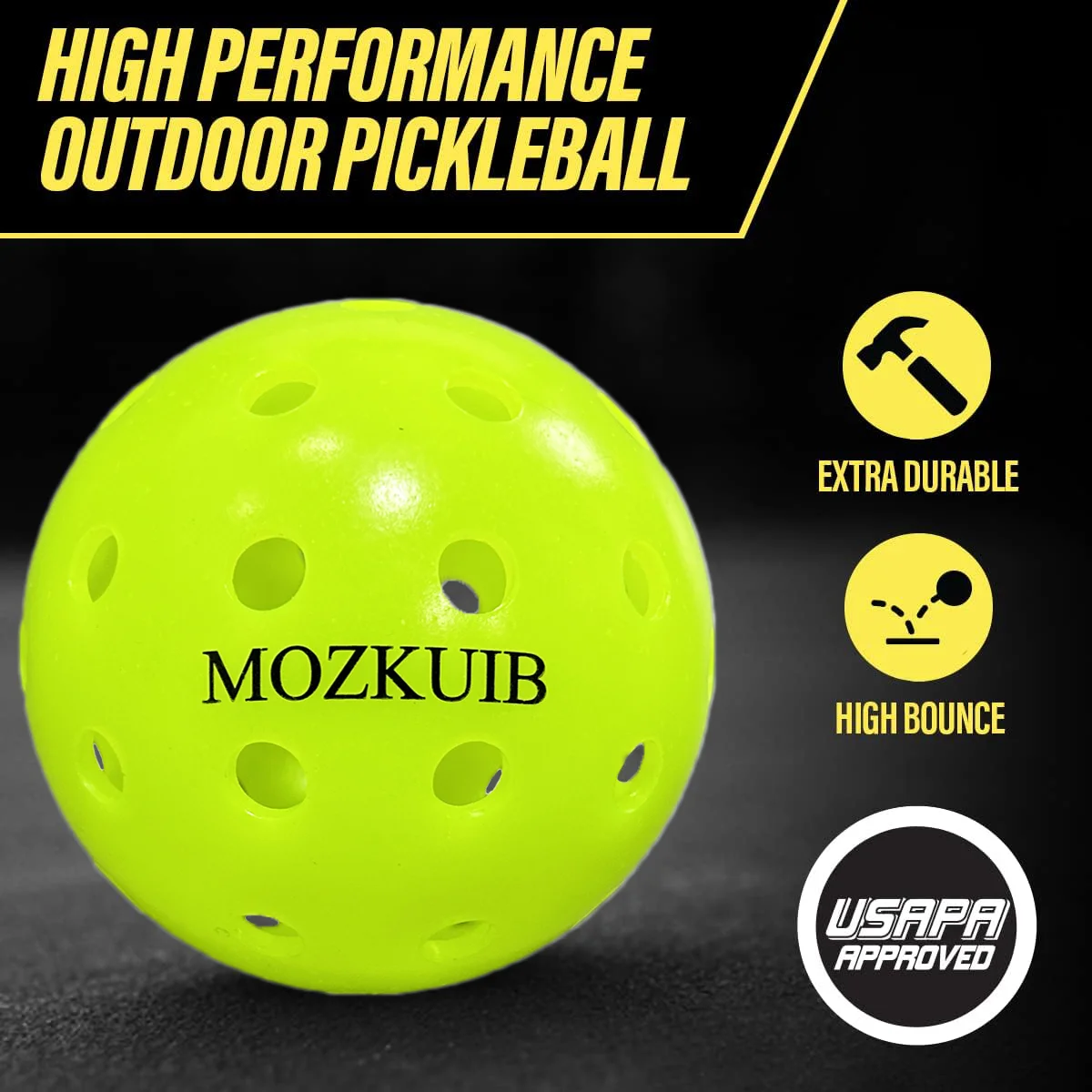 Mozkuib Pickleball Balls  Fast 40 Durable USAPA 40 Hole Neon Green  Seamless  Outdoor Pickleballs