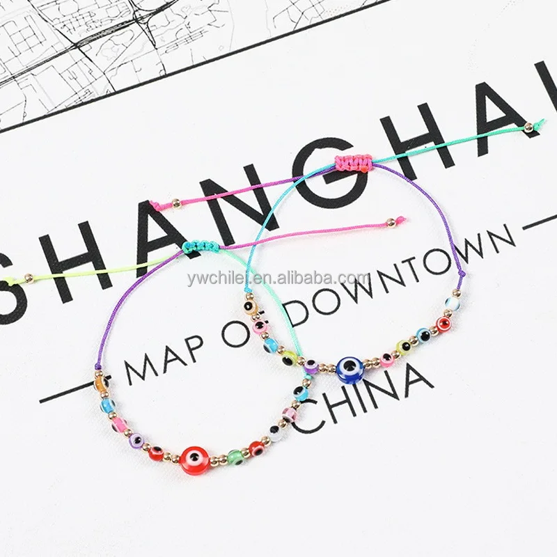Mixed-Colour  Eye Glass Beads Plain Round  Bracelets
