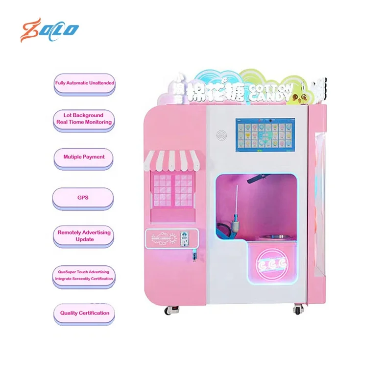 Snack Commercial Self Full Automatic Flower Cotton Candy Floss Making Vending Machine For Cotton Candy