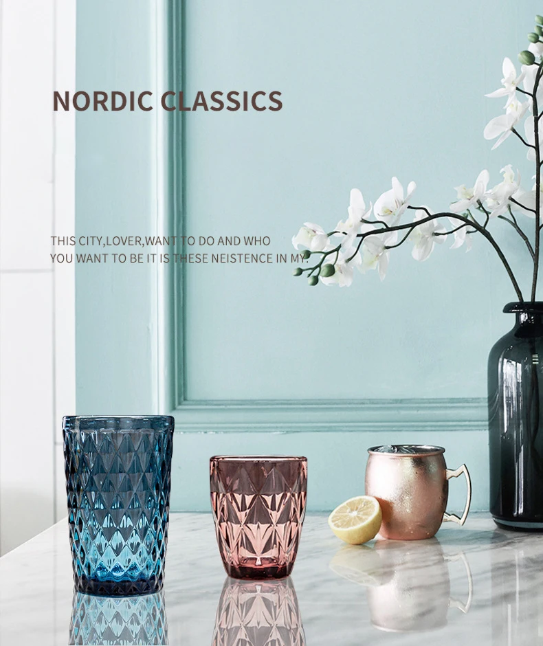 8 Oz 10 Oz Vintage Glass Cups Colored Water Wine Goblets Glassware European Style Whiskey Glass Retro Cup For Home Bar Party