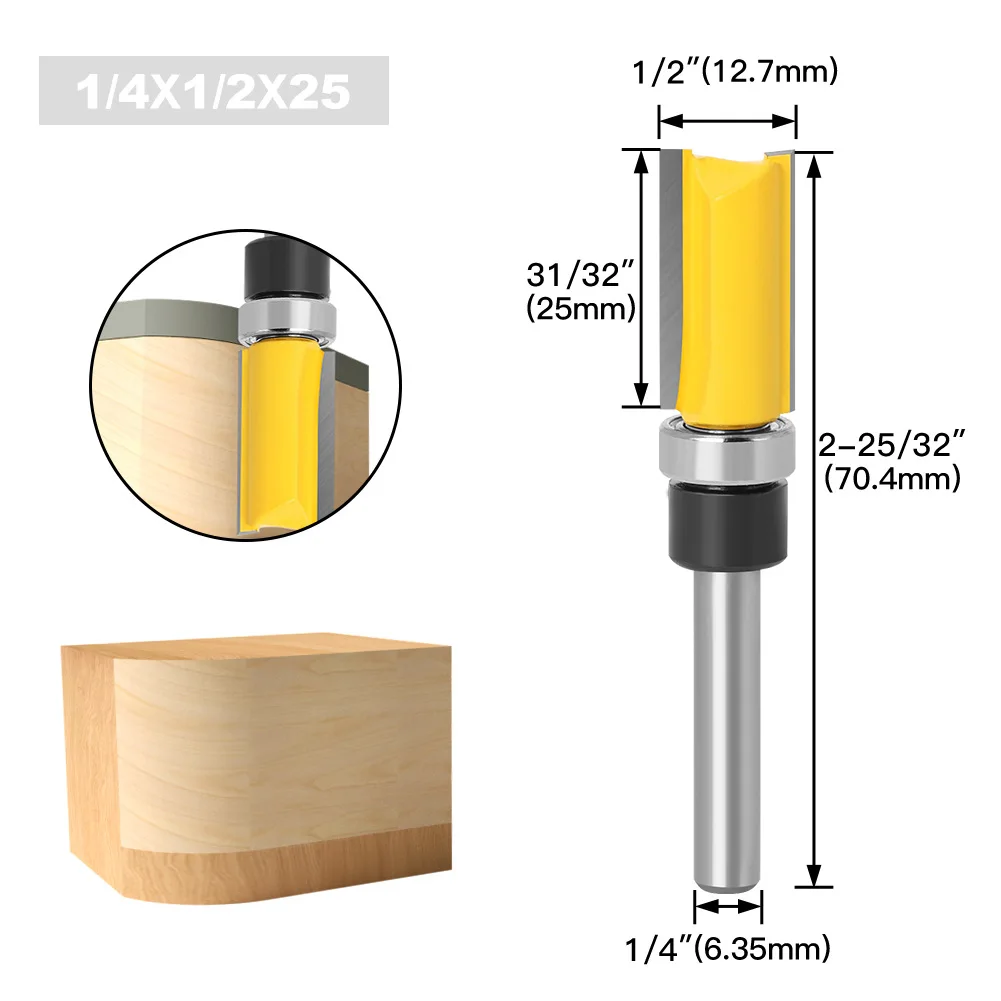 ALPHA 4 PCS Set Carpentry Tools 1/4 Inch Shank  Cutter Router Bit Trimming Wood Tools Set For Woodworking