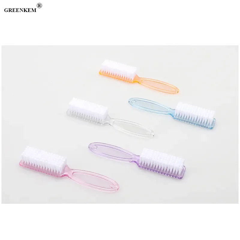 Hot Sale Pink Cleansing Pedicure Manicure Cleaning Cleaner Fingernail Nails Dust Brushes Handle Grip Nail Brush