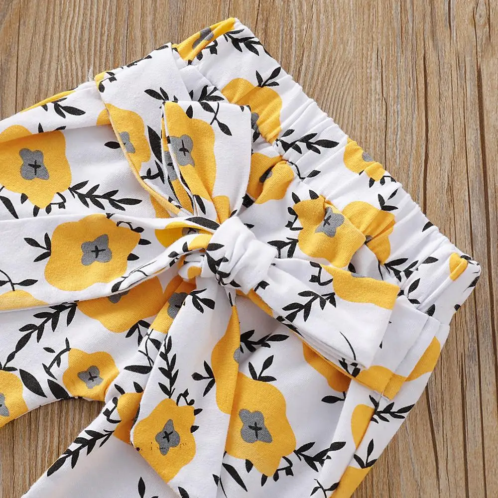 Hao Baby Korean Hot Style Children Print Jacket + Sunflower Print Trousers Gift Clothes Pants Baby Set