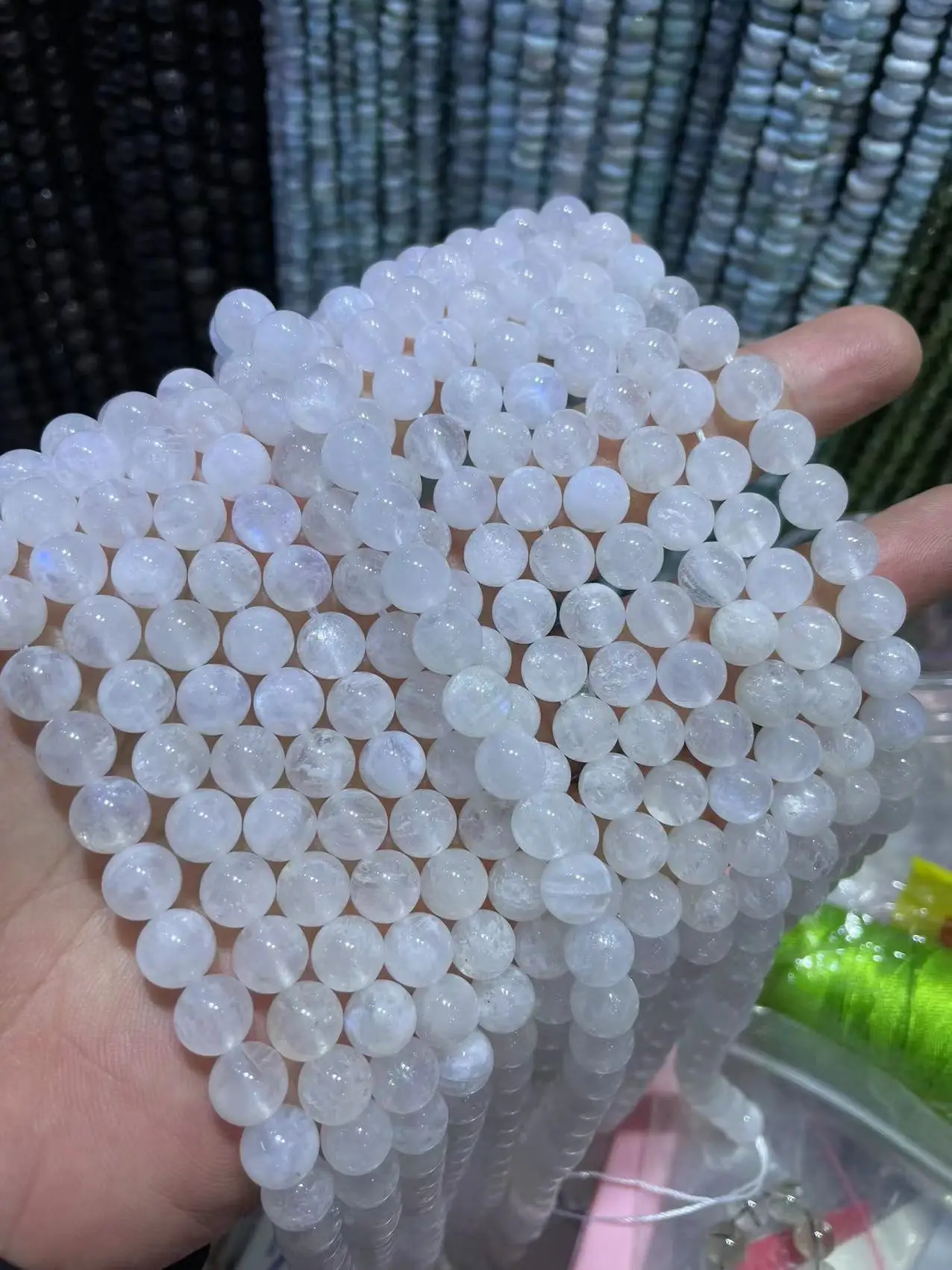 Sri Lanka 10mm  Genuine Round High Grade Rainbow Moonstone Loose Beads