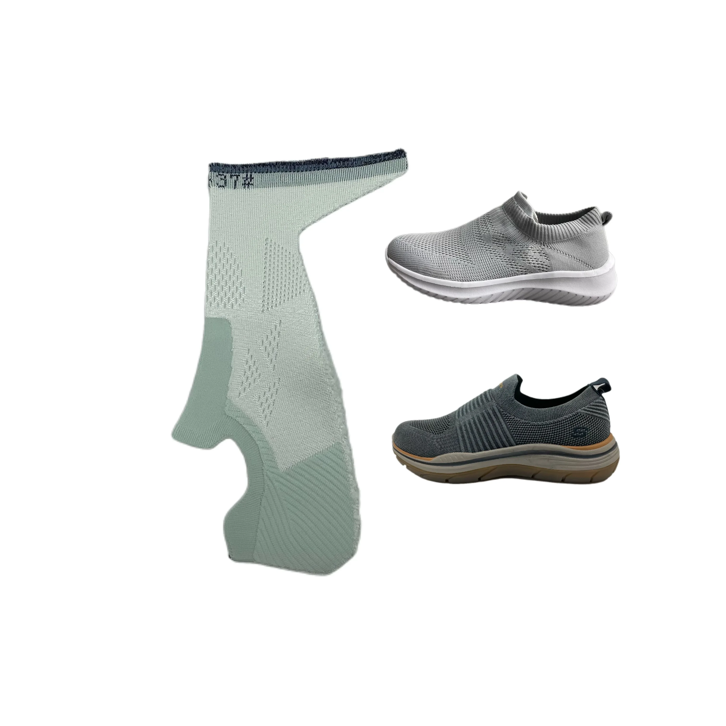 2023 semi finished safety sports knit flynit weaving 3d knitting polyester friendly slip on shoe upper