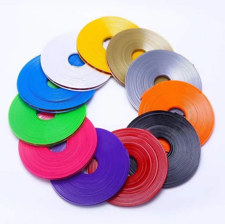 8M/Roll Car Vehicle Color Wheel Rims Protectors Decor Strip Tire Moulding Trim Hub Anti-Collision Strip