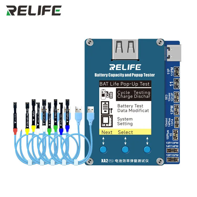 Всплывающий тестер RELIFE XA2 Pro работающий на аккумуляторах поддерживает всплывающую функцию аккумулятора всех моделей для iphone 11-15 серии
