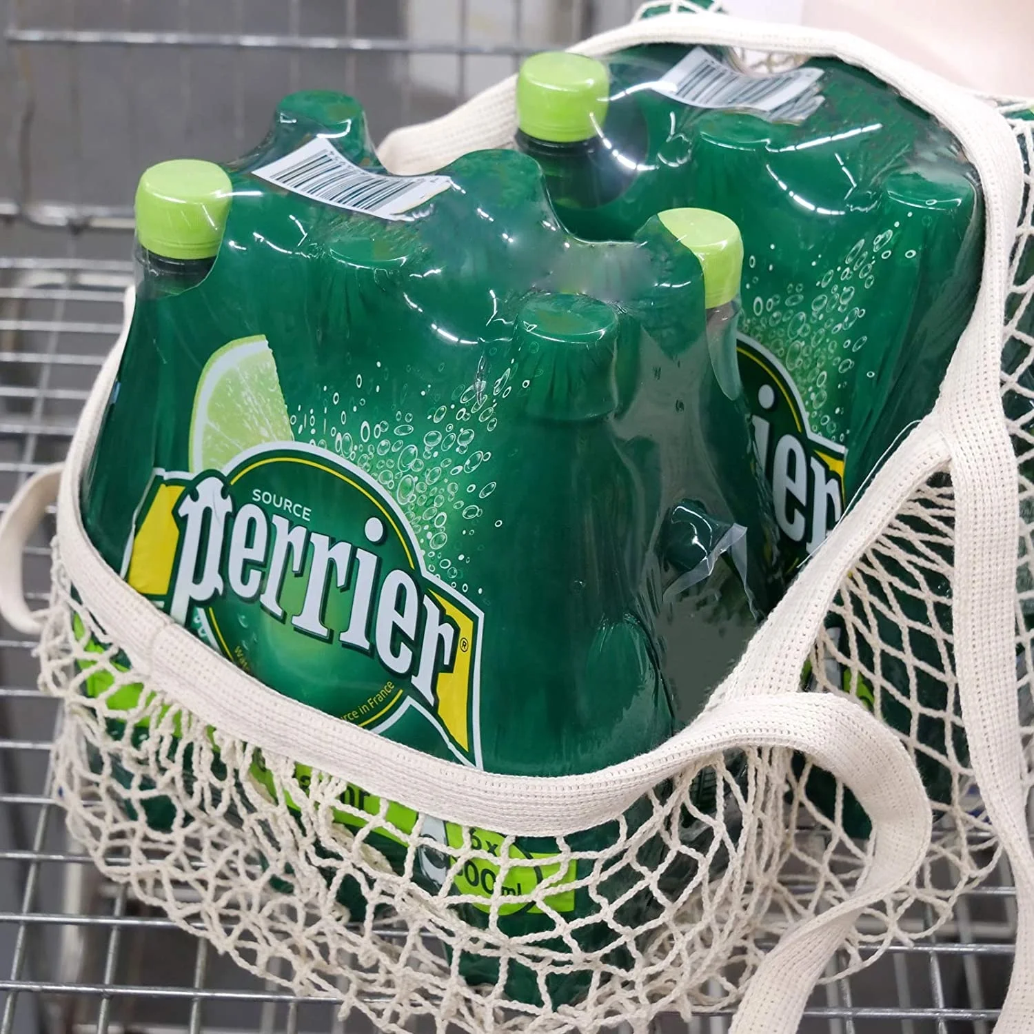 Reusable Mesh Grocery Bags Net Produce Bags Cotton String Chic Tote Shopping Bags with Sturdy Handle