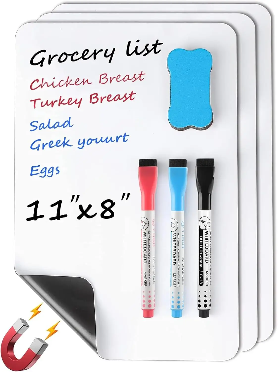 Magnetic Dry Erase Board Sheet for Fridge Erasable Refrigerator WhiteBoard  Smooth and Flexible Small Magnet Blank Notepad