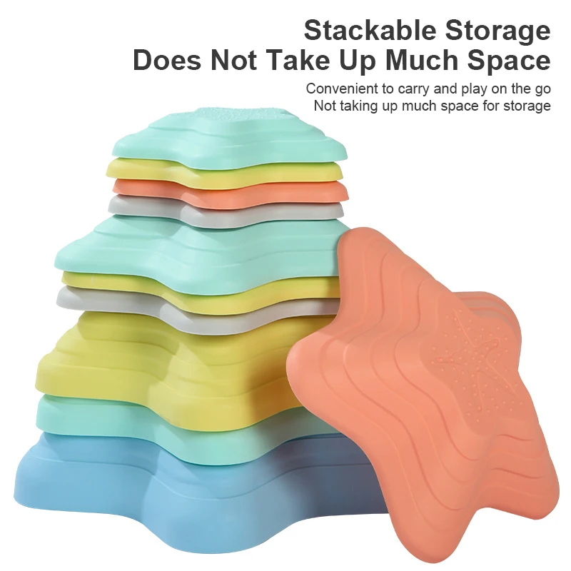 Unisex Kindergarten Outdoor Early Education Balance Toys 11 PCS Balance Board & Starfish Stepping Stones for 2-4 Years Old