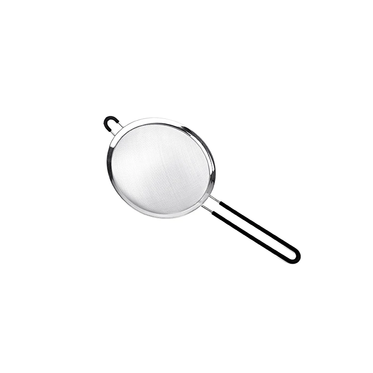 High quality factory sale Stainless Steel Fine Strainer Colander Wire Mesh Oil Filter silicone handle Strainer