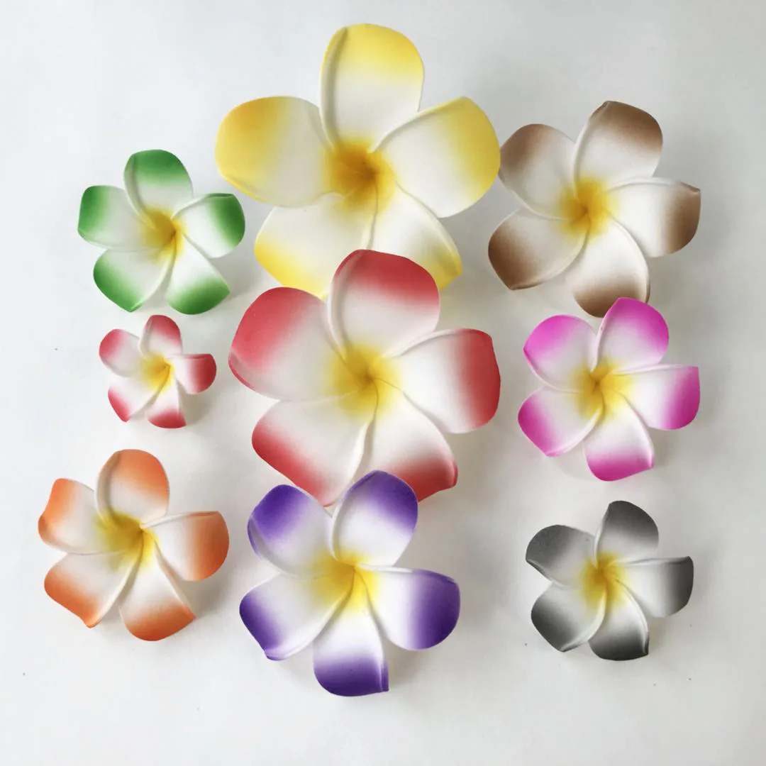 100 pcs/bag 5cm Artificial Foam Hawaiian Plumeria Frangipani Flower Head DIY Headwear hair clip Corsage flower