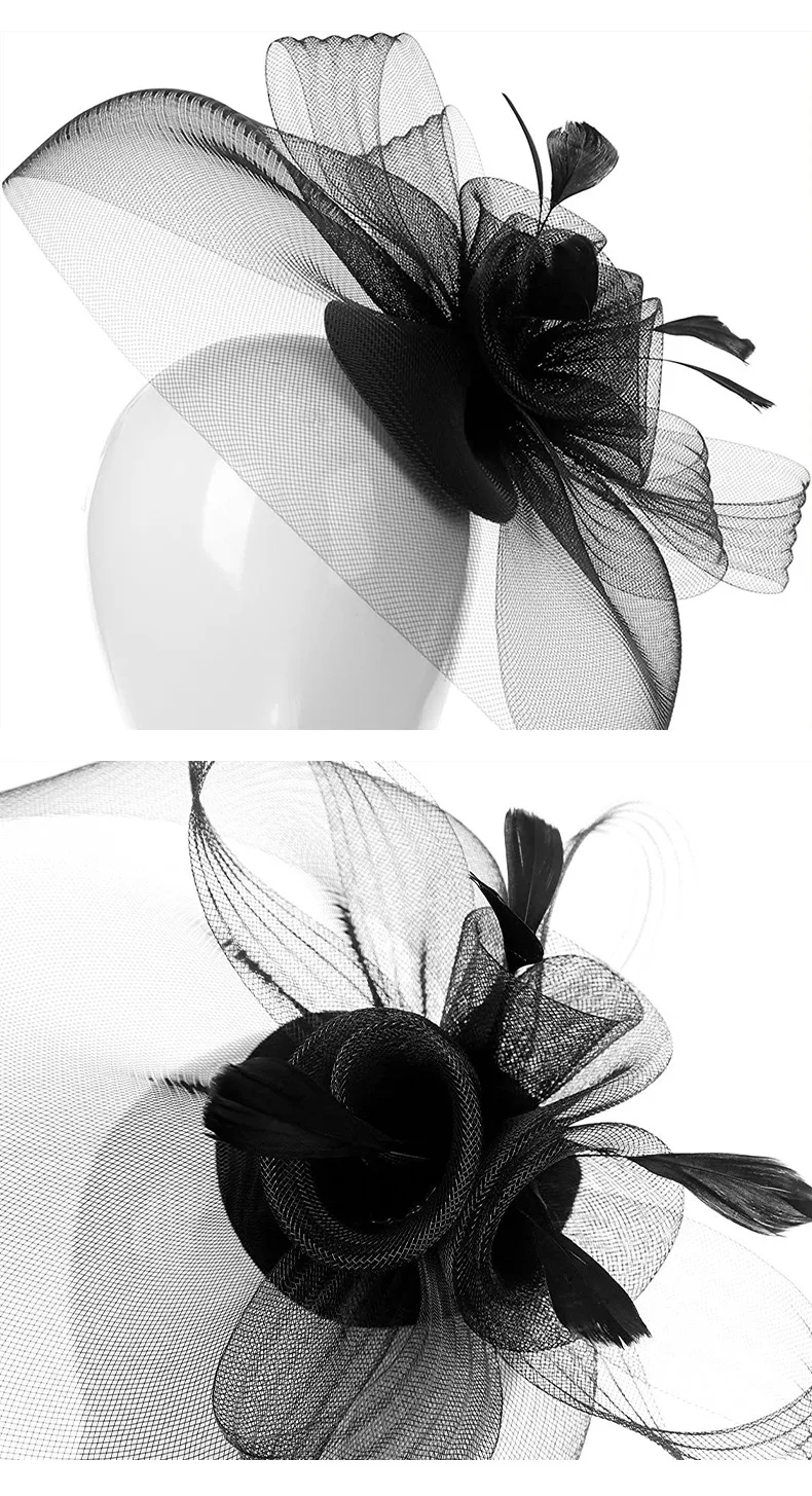 Аксессуары для волос Amazon spot Европейская и американская Ретро Дамская Вуаль головной убор невесты подружки невесты сетчатая шпилька для волос с перьями маленькая шляпа