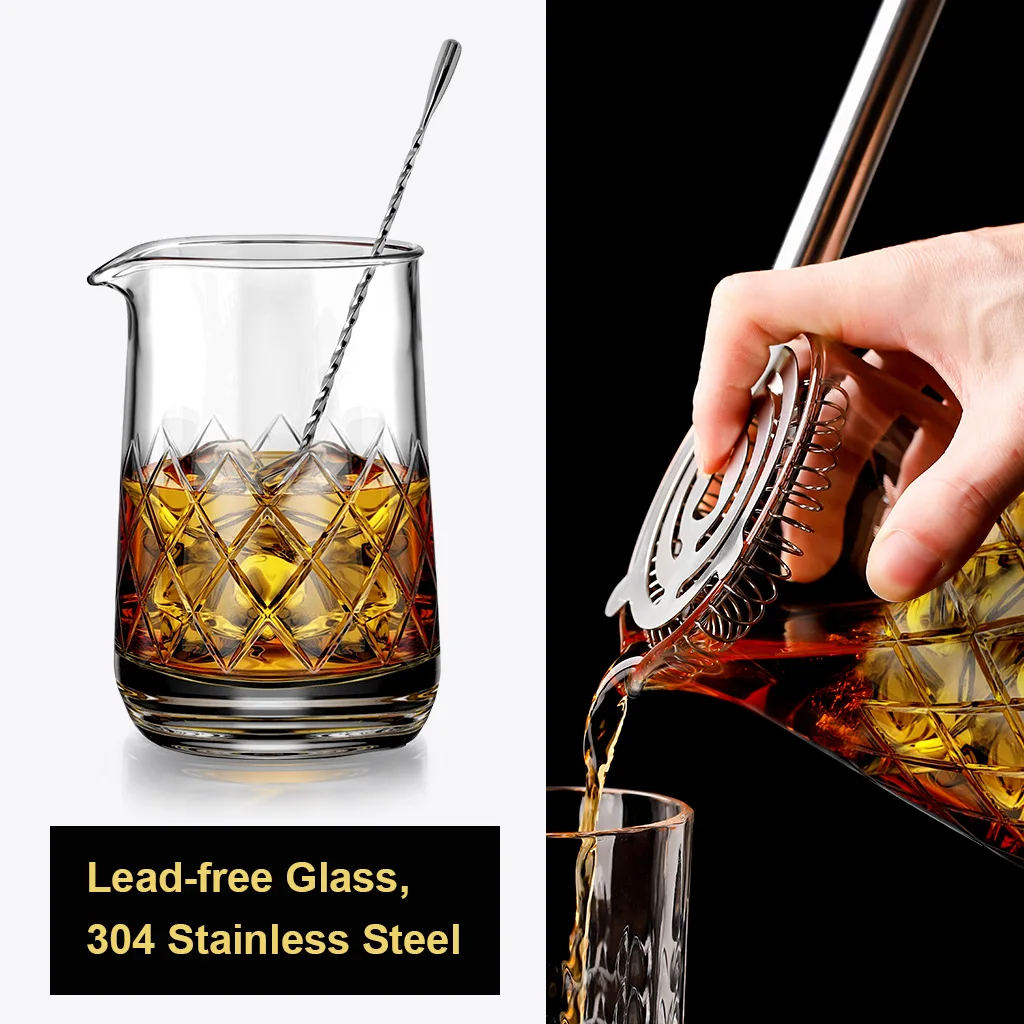 
10 Pcs Crystal Cocktail Mixing Glass Set, 750ml Cocktail Glass Shaker,Bartender Kit for Home Party - Makes a Great Gift 