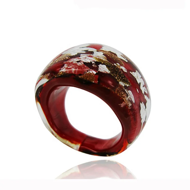 Multicolor lampwork art Crafts Dome Murano Glass Ring