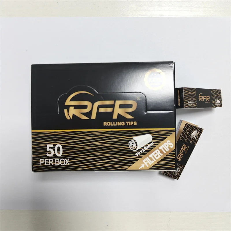 RFR Classic Black Wide Rolling Tips 50 Leaves  50 Packs Unbleached Paper for Smoking