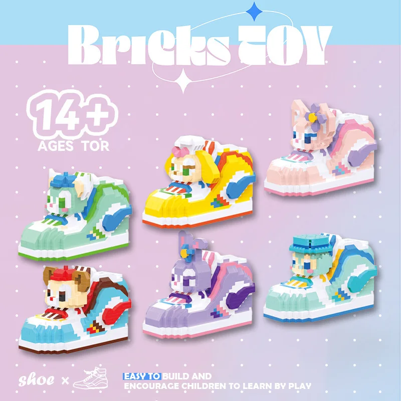 Lele brothers W2408 mini building blocks cute fashion shoes animal cartoon children assembly toy decoration gift