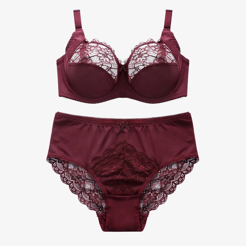 Wholesale  Hot bra & brief sets plus size D cup lovely girl lace fancy fat women lingerie bra set plus size bra and panty set