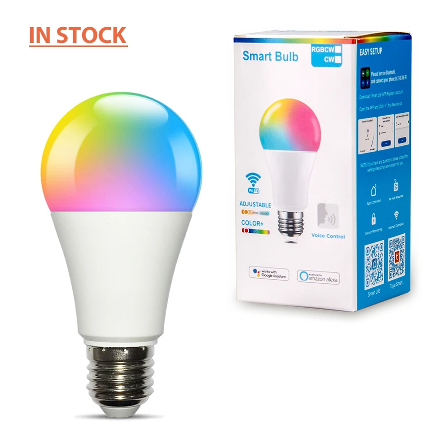 Indoor E26/27 RGB CW Muiti-color Work with Alexa Tuya Smart Led Bulb Light