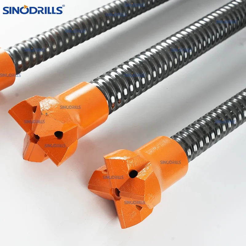 SINODRILLS Multi Function R38N 19mm R Thread Hollow Bar Self Drilling Anchor Bar Drill Rod Expansion Shell Rock Bolt