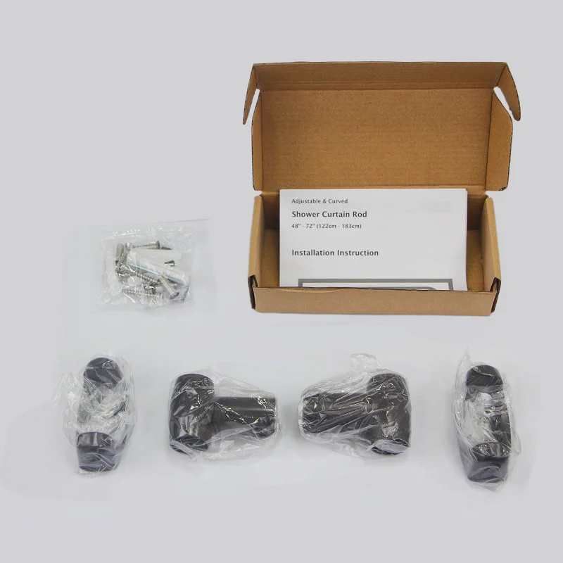 Wall Mounted Bathroom Shower Rod Holder 180 Degree Ceiling Double Curtain Pole Bracket Brass