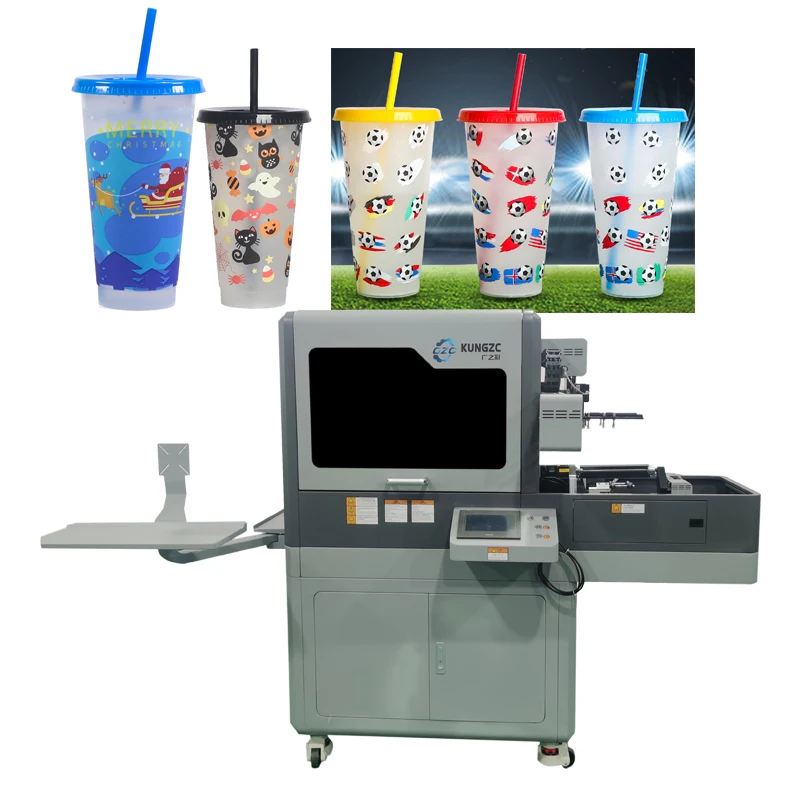 High Speed UV Printer For Bottle 360 Degree Rotary Cylinder Thermos Cup Cans UV Hybrid Printer Glass Cup Printing Machine mug