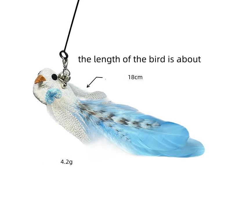 Juguete de la varita del gato Cat Teaser Wand Toy  Interactive Cat Toy Simulation Bird Rotating Feather Stick Cat Toy Refill