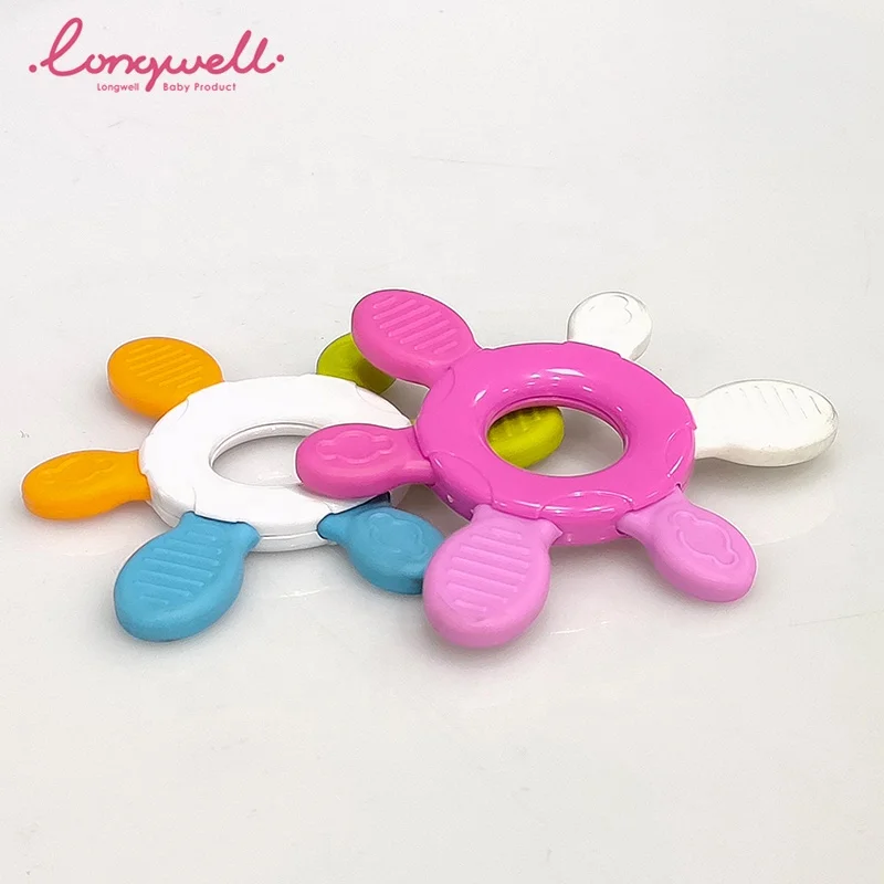 
Ningbo Longwell Custom Wholesale Infant Safety Eco Organic Chewable Toys for Babies Plastic ABS Teething New Design Baby Teether 