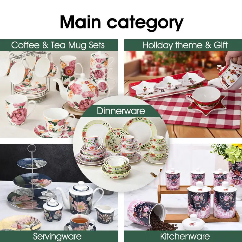 Chinese Flower Porcelain Dinnerware Set Dinner Plate Bone China Dinner Dishes Plate Sets Italian 16 pieces Dinnerware Set