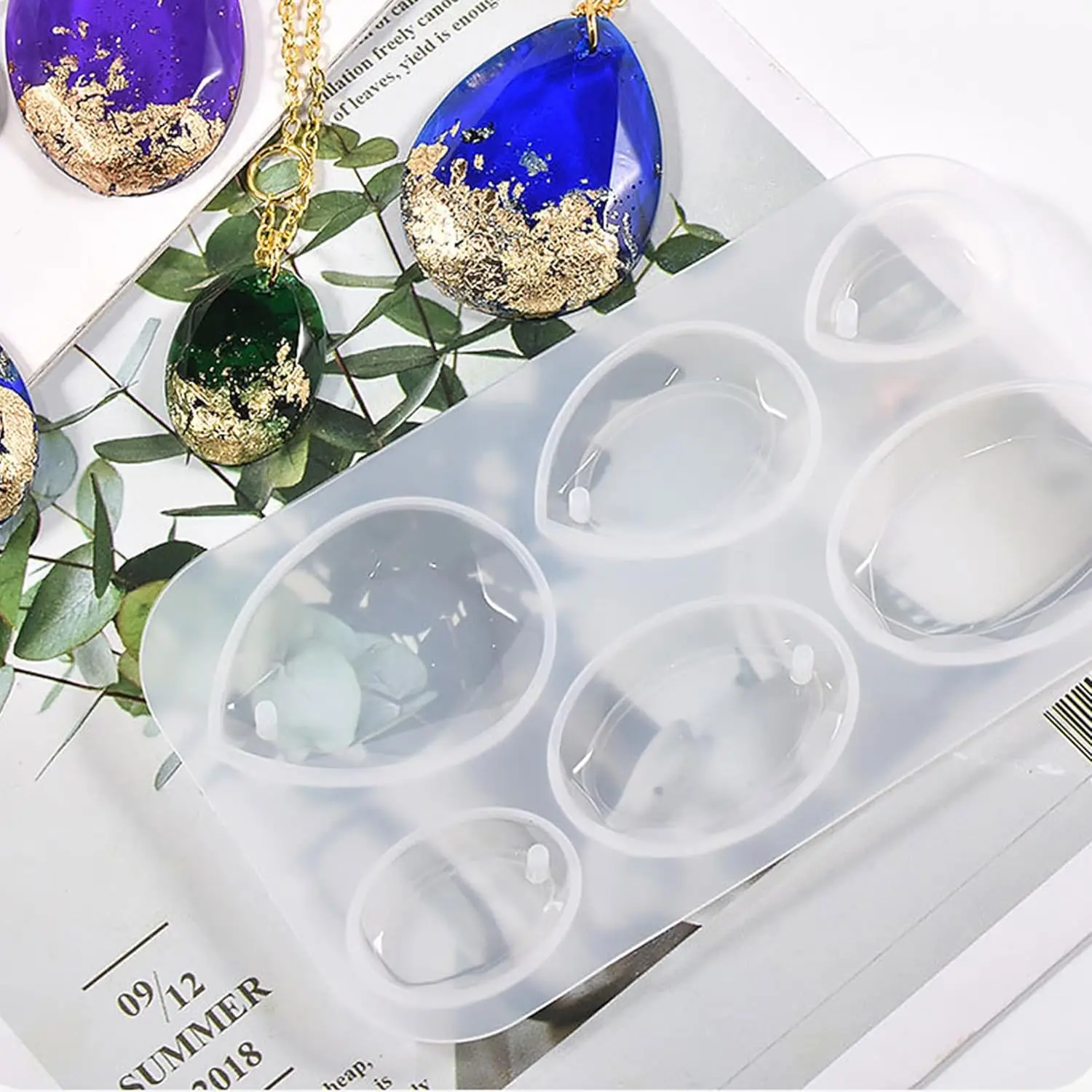 Формы для ювелирных изделий из водяных капель и овальной смолы, силиконовые подвесные формы из 6 полостей для эпоксидной смолы, литейные формы из смолы, TLX0286