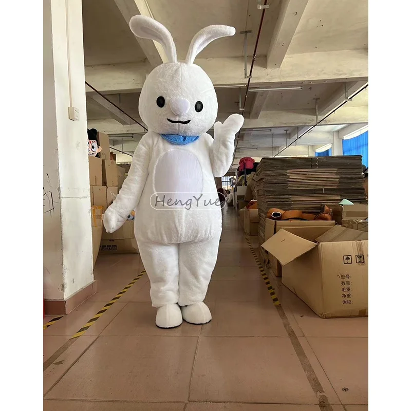 Hengyue White Easter Bunny Rabbit Mascot Costume Wedding Decoration Cosplay Animal Commercial Advertising Event Party Supplies