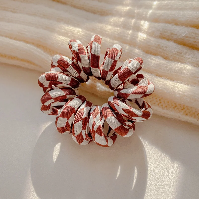 Ziming Korean Style Vintage Leopard Pattern  Wrapped TPU Telephone Wire Hair Ties Macarons Colors Elastic Hair Rings For Girls