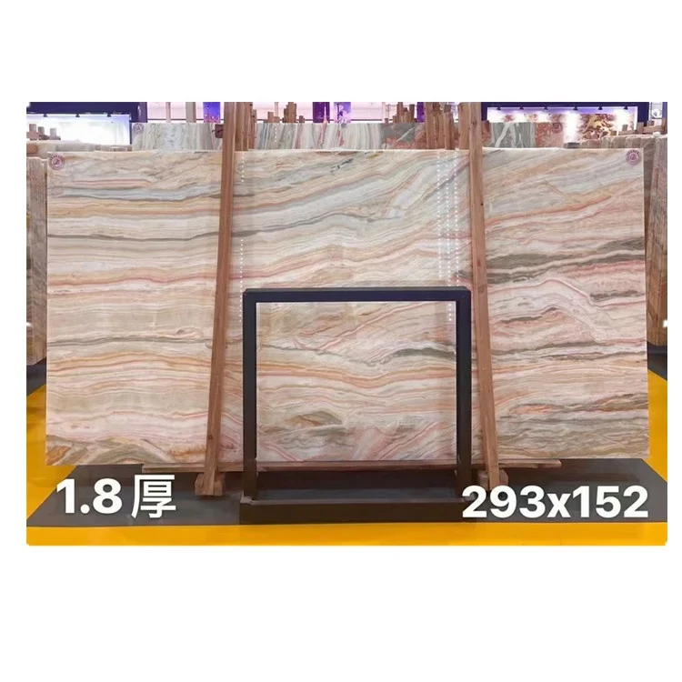 ALA Onyx Bookmatched Luxurious Interior Decoration Onyx Slabs Jade Stone Rainbow Hot Selling Natural Big Slab Polished 2.83kg/m3