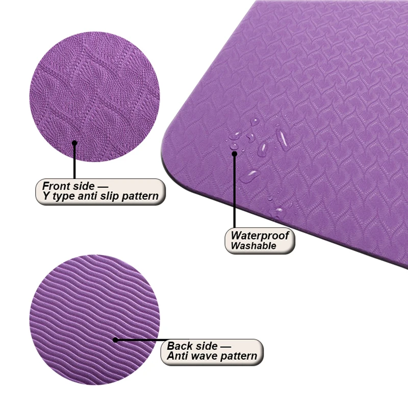 Custom 80cm width 6mm 8mm eco friendly gym exercise bodybuilding mat double side anti slip TPE yoga pilates mat