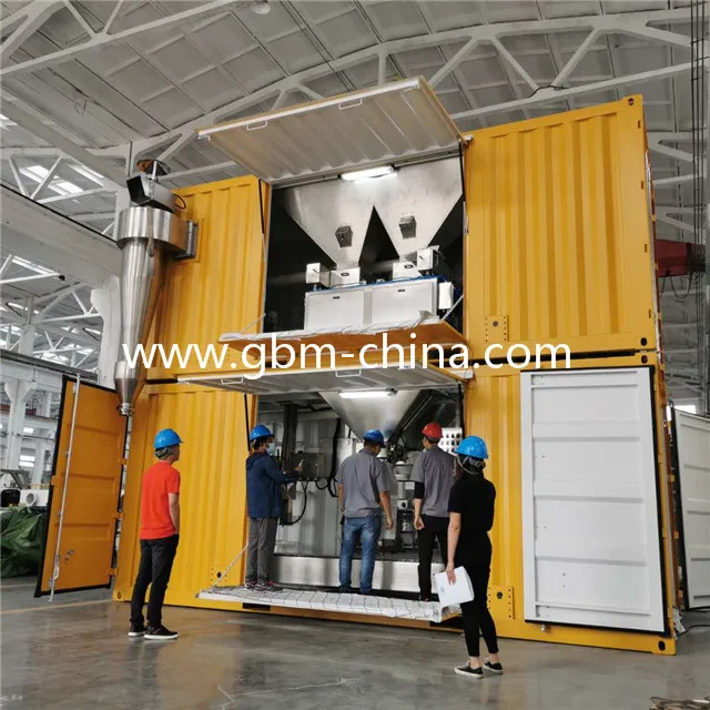 GBM 25/50kg containerized weighing and bagging machine 50kg filling to pack in PP bags