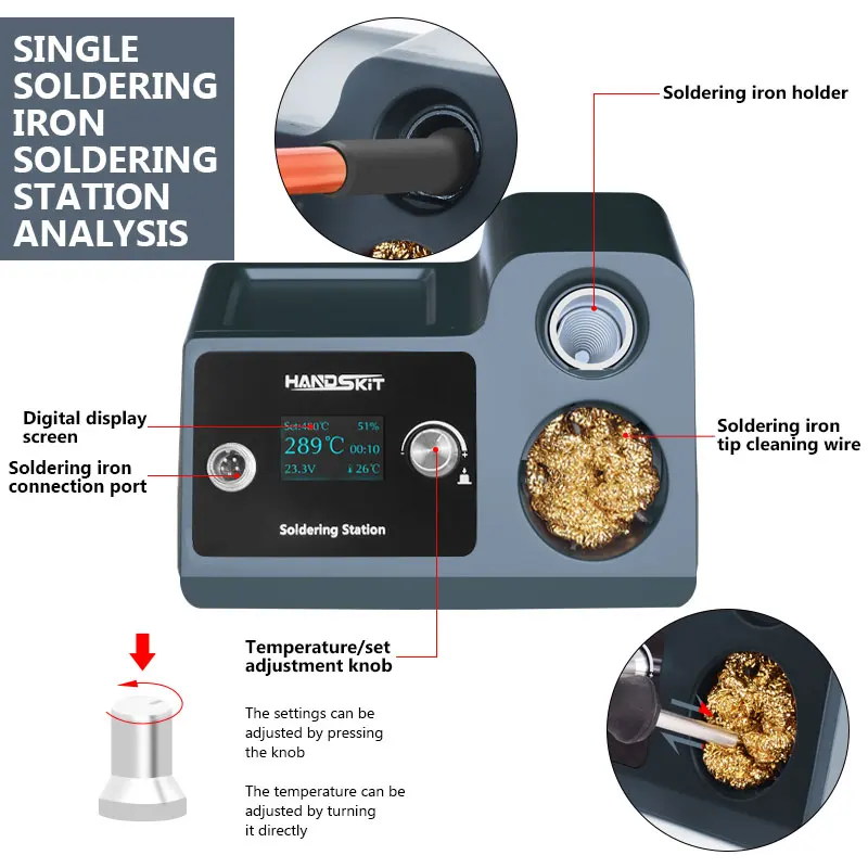 Handskit T 210 Soldering Station Dual Handle Solder Iron OLED Digital Adjustment Auto Sleep SMD Rework Repair JBC 115 Welding