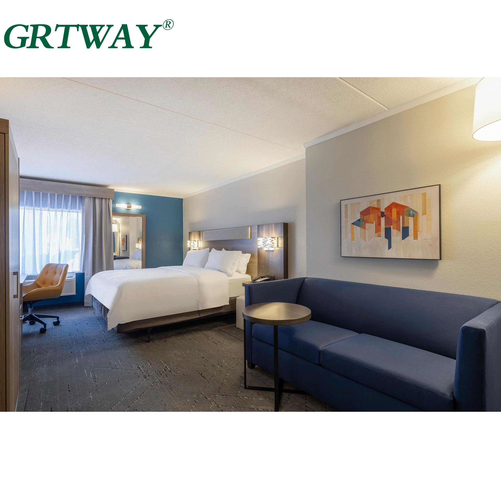 GRT6551  Holiday Inn Express Formule Blue Hotel Bedroom Furniture Sets Modern New Hotel Furniture